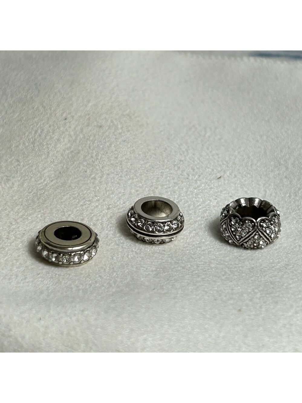 Brighton Clear Crystal Spacers Lot of 3 Glam Sparkle Silver Plated - Picture 2 of 13